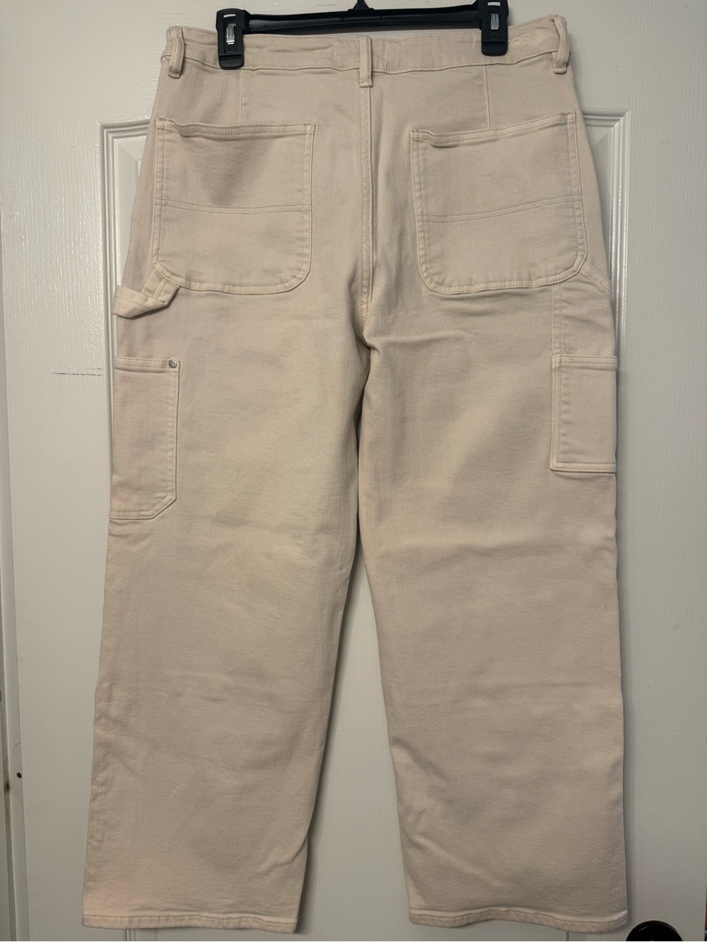 VIGOSS Carpenter Straight Utility Jeans Cream Ivory Stretch Size 31